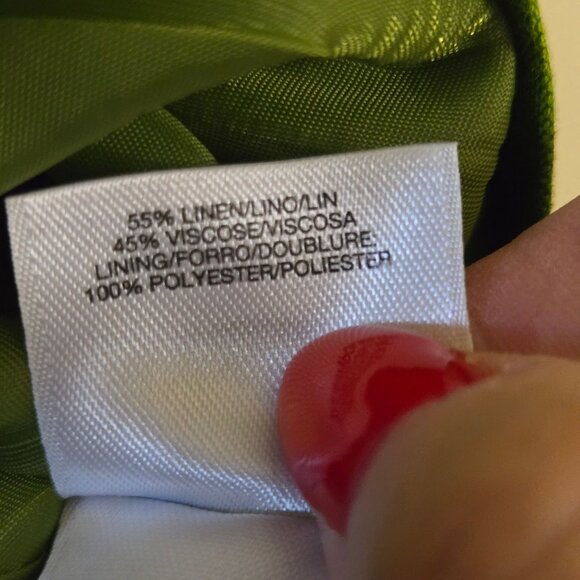 Evan Picone Black Label Spring Green Linen Blend One Gold Button Blazer Size 16 - Picture 6 of 6